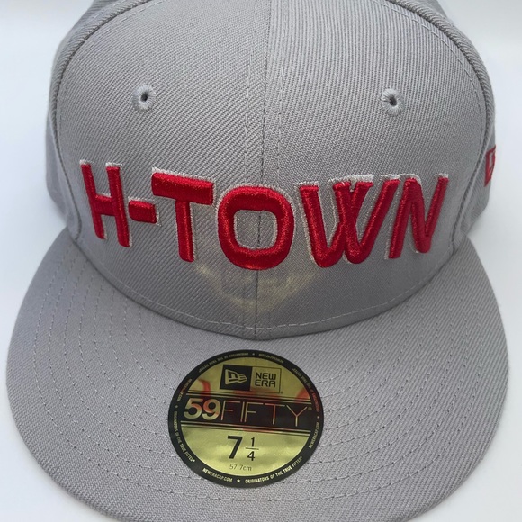 H-TOWN Cap New EraHouston Rockets Hoop Team 59FIFTY Gray Fitted Size 7 1/4 - Picture 2 of 8